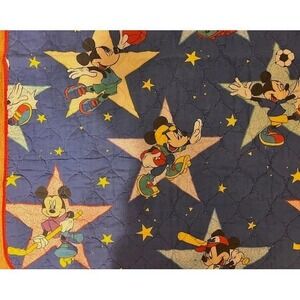 Vintage Blue Mickey Mouse Sports Star baby blanket